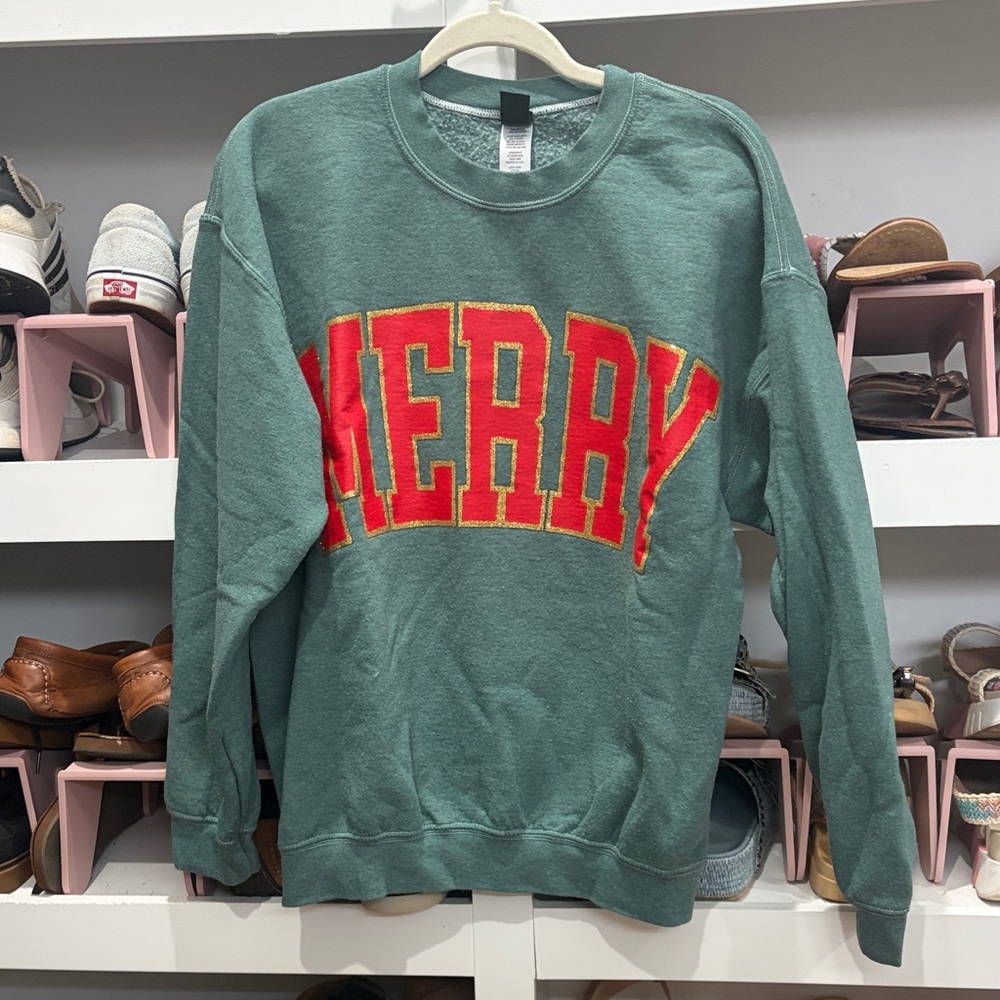 Green 'MERRY' Sweatshirt
